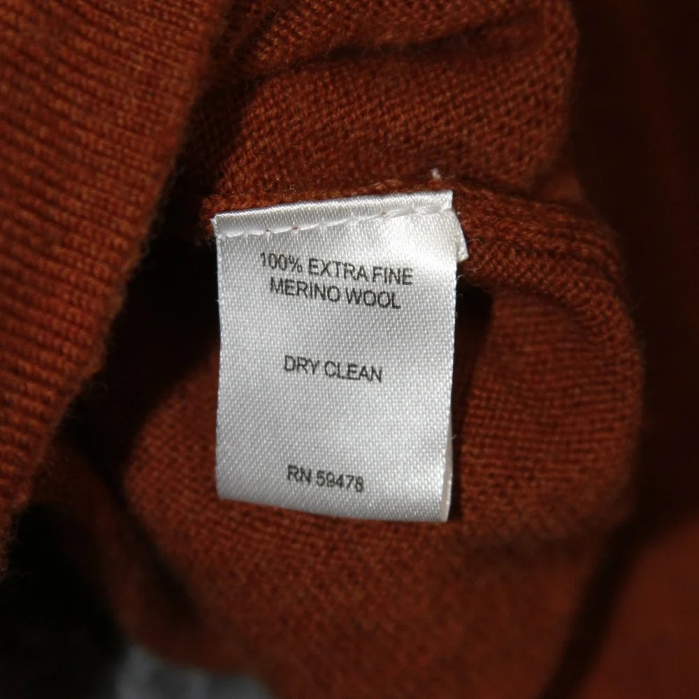 Garret Scott Sweater‎ Mens M Rust Orange Extra Fine Merino Wool Quarter Zip